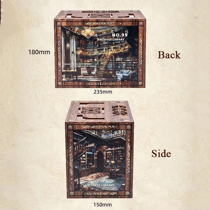Diy Wooden Book Nook Kit Shelf Insert - Kit Model 3D dengan Lampu, Rak