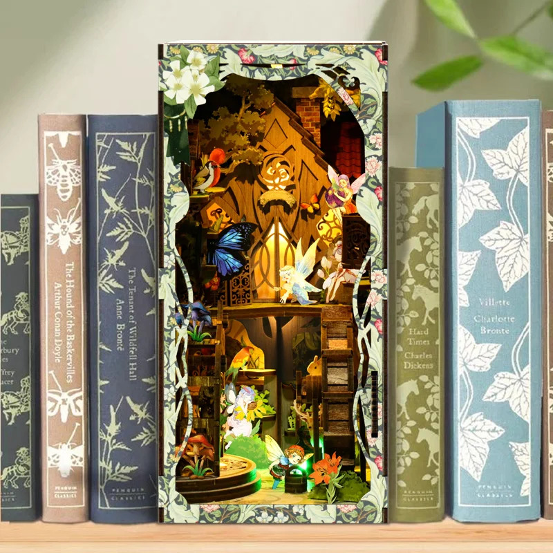 Puzzle Buku 3D Kayu DIY, Kit M - Diy Wooden Book Nook Kit Shelf Insert ulasan dan harga