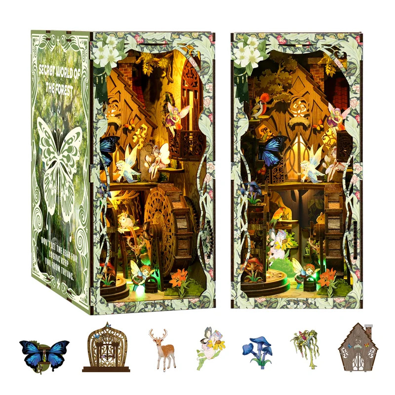 Puzzle Buku 3D Kayu DIY, Kit M - Diy Wooden Book Nook Kit Shelf Insert ulasan dan harga