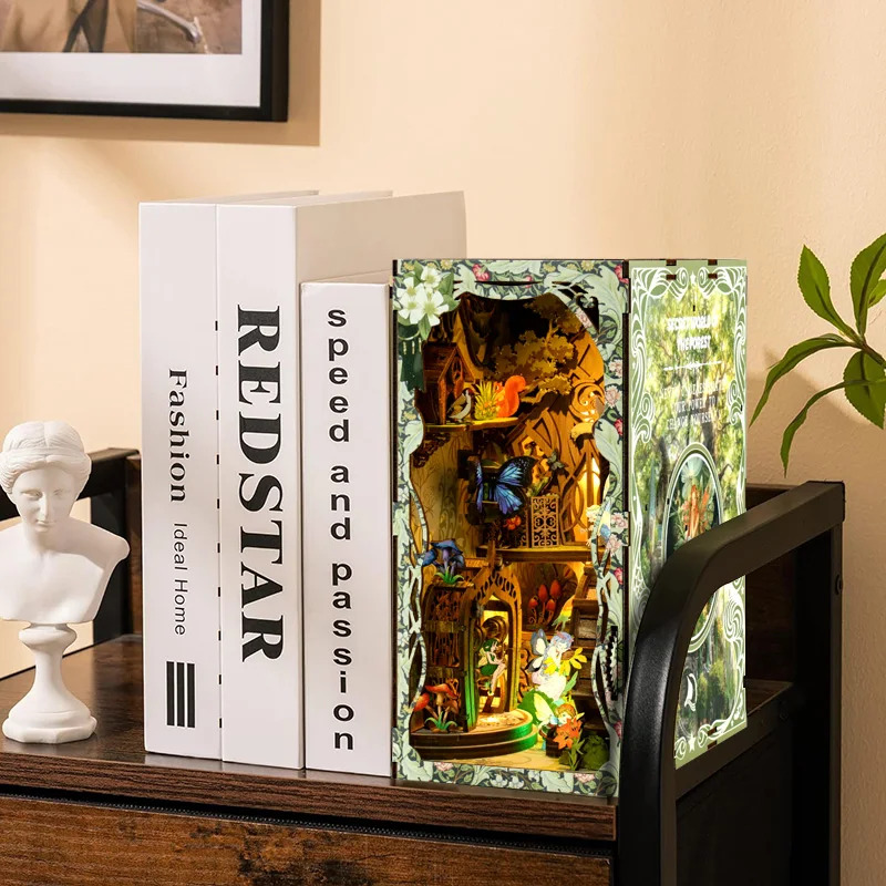 Puzzle Buku 3D Kayu DIY, Kit M - Diy Wooden Book Nook Kit Shelf Insert ulasan dan harga
