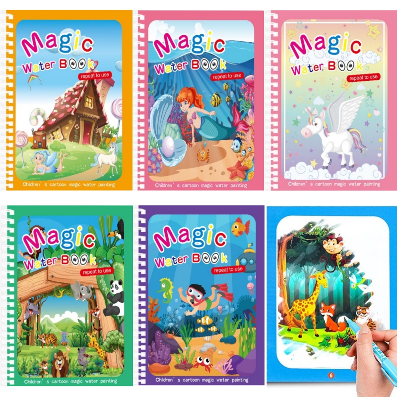 Buku gambar air ajaib buku mew - Reusable Water Magic Coloring Book ulasan dan harga