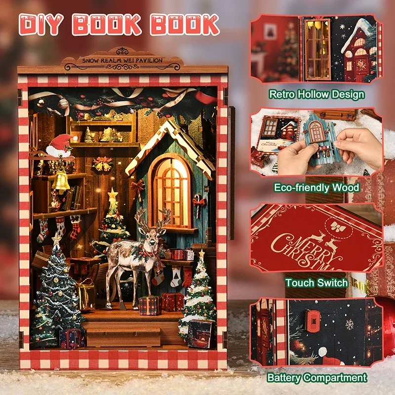 Kit Model Miniatur Snow Realm  - Diy Wooden Book Nook Kit Shelf Insert ulasan dan harga
