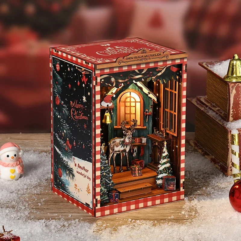 Kit Model Miniatur Snow Realm  - Diy Wooden Book Nook Kit Shelf Insert ulasan dan harga