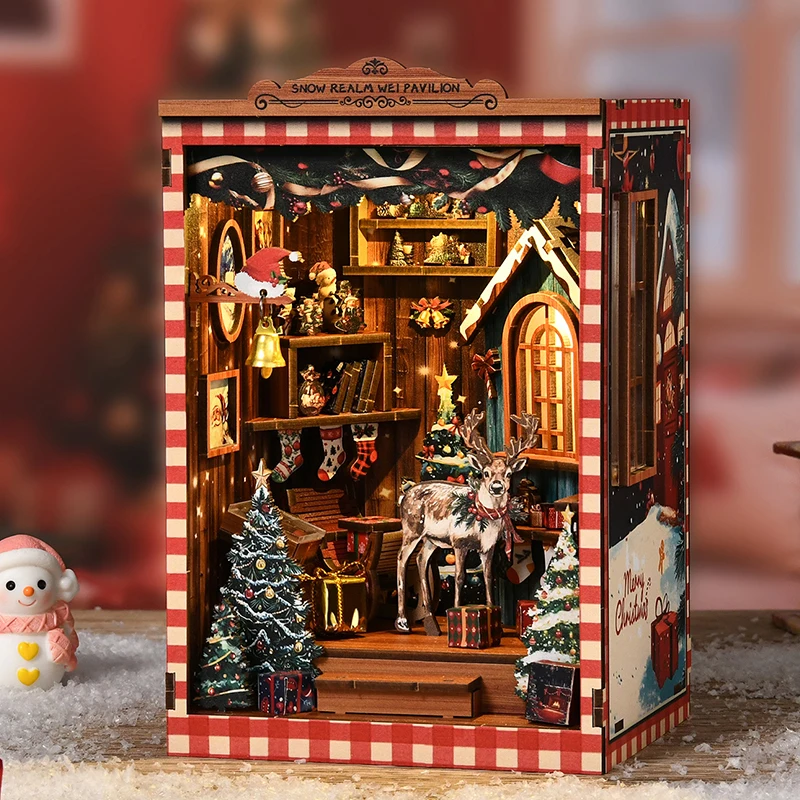 Kit Model Miniatur Snow Realm  - Diy Wooden Book Nook Kit Shelf Insert ulasan dan harga