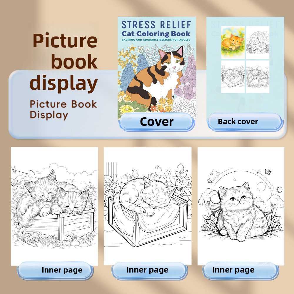 Buku Mewarnai Kucing Penghilan - Adult Coloring Book Stress Relief ulasan dan harga